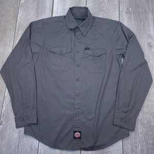 Dixxon Workforce Shirt Mens Small Gray Button Up Long Sleeve Workwear D-Tech